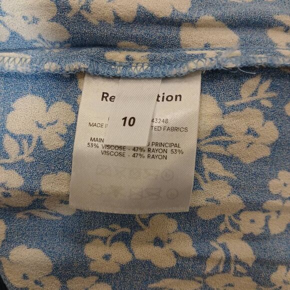 Reformation womens size 10 amethyst dress midi square neck ruffle blue floral - Picture 8 of 10